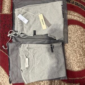 ESSENTIALS dark oatmeal  shirt & Sweatshorts Set